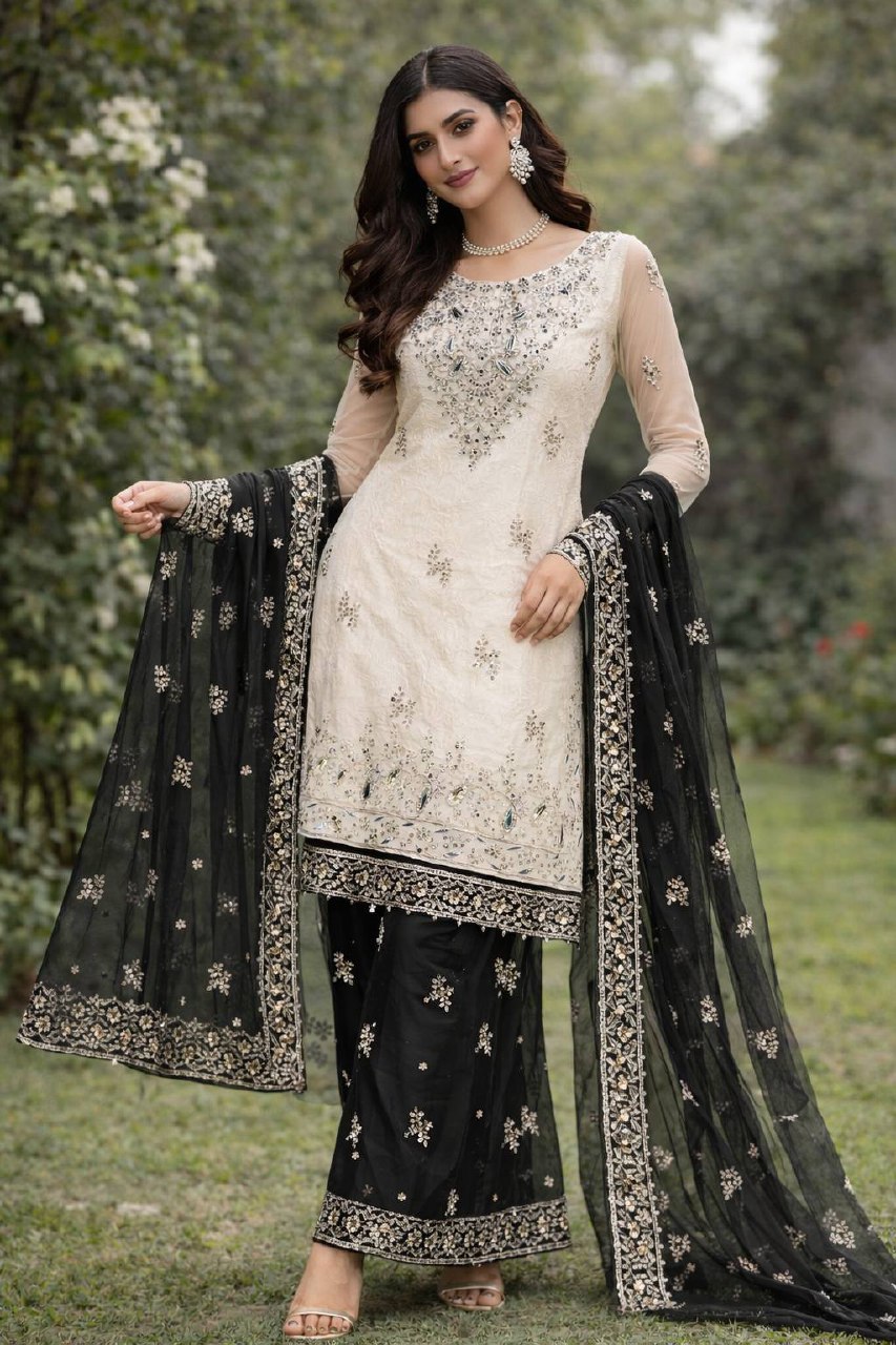 Regal Pearl & Burgundy Palazzo Couture